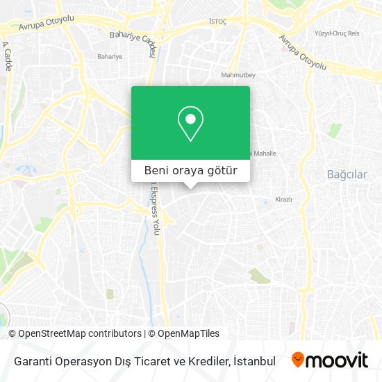 Garanti Operasyon Dış Ticaret ve Krediler harita