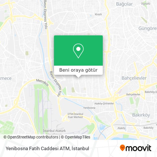 Yenibosna Fatih Caddesi ATM harita