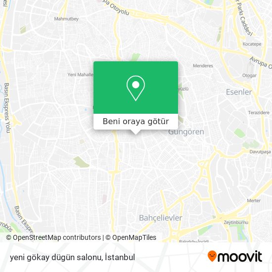 yeni gökay dügün salonu harita