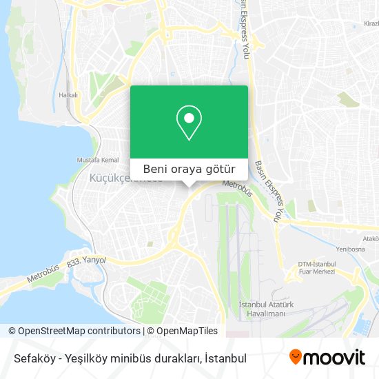 Sefaköy - Yeşilköy minibüs durakları harita