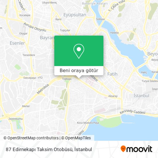 87 Edirnekapı Taksim Otobüsü harita