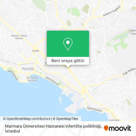 Marmara Üniversitesi Hastanesi infertilite polikliniği harita