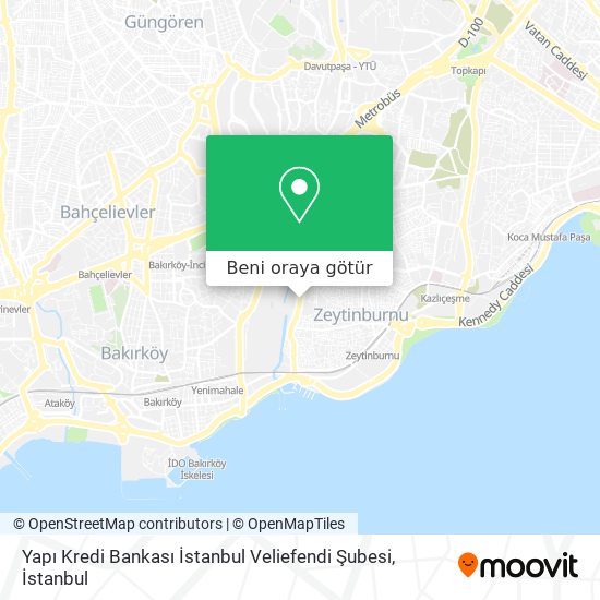 Yapı Kredi Bankası İstanbul Veliefendi Şubesi harita