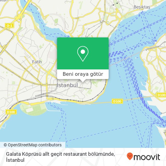 Galata Köprüsü allt geçit restaurant bölümünde harita