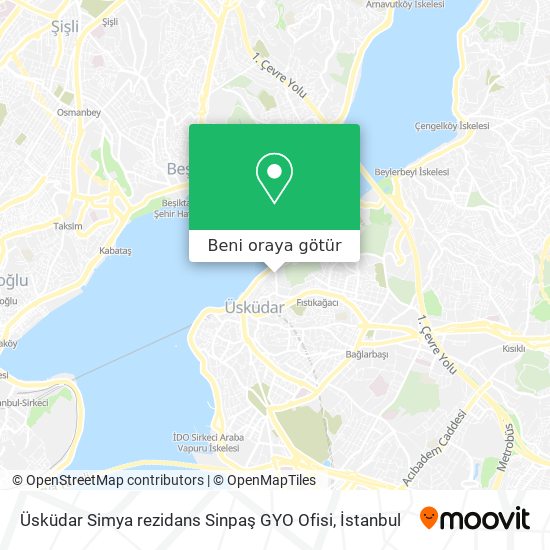 Üsküdar Simya rezidans Sinpaş GYO Ofisi harita