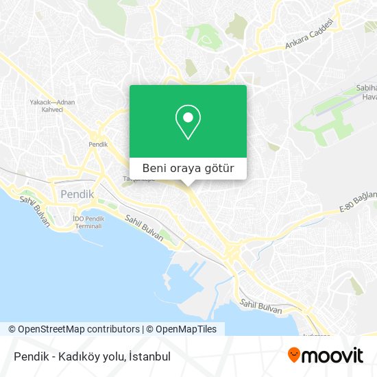 Pendik - Kadıköy yolu harita