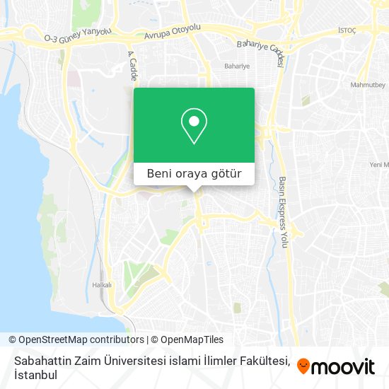 Sabahattin Zaim Üniversitesi islami İlimler Fakültesi harita