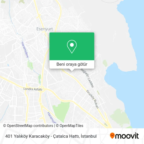 401 Yalıköy Karacaköy - Çatalca Hattı harita