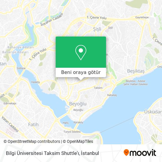 Bilgi Üniversitesi Taksim Shuttle'ı harita
