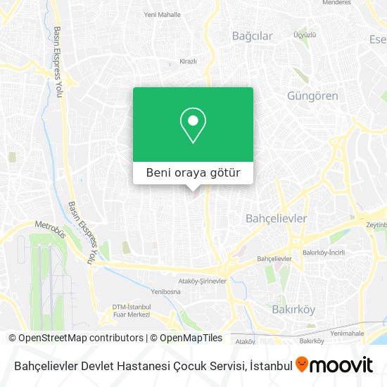Bahçelievler Devlet Hastanesi Çocuk Servisi harita
