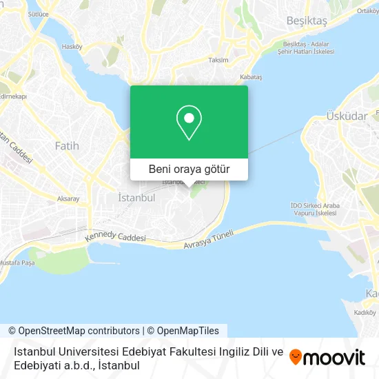 Istanbul Universitesi Edebiyat Fakultesi Ingiliz Dili ve Edebiyati a.b.d. harita