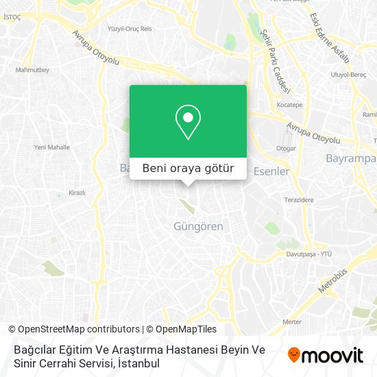 Bağcılar Eğitim Ve Araştırma Hastanesi Beyin Ve Sinir Cerrahi Servisi harita