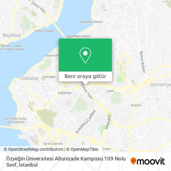 Özyeğin Üniversitesi Altunizade Kampüsü 109 Nolu Sınıf harita