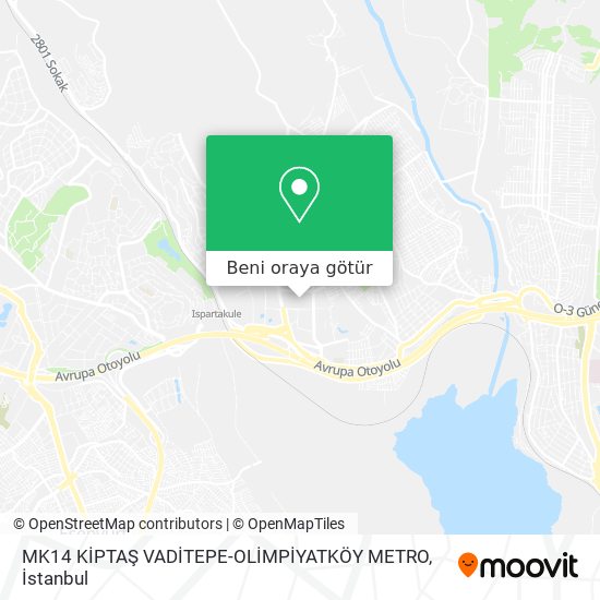 MK14 KİPTAŞ VADİTEPE-OLİMPİYATKÖY METRO harita