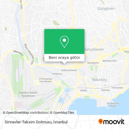 Sirinevler-Taksim Dolmusu harita
