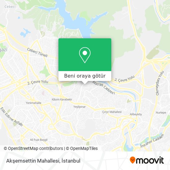 Akşemsettin Mahallesi harita