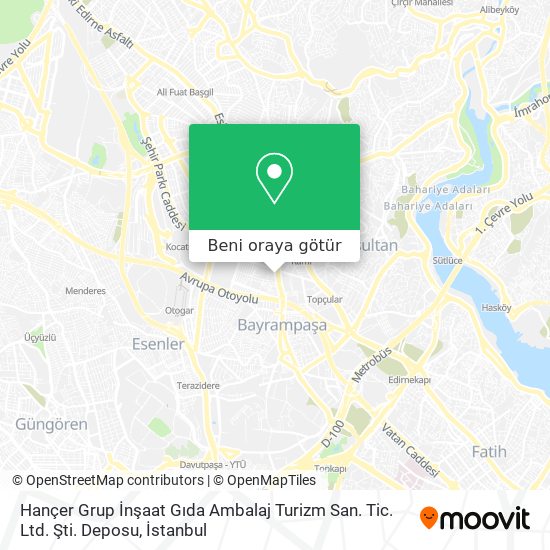 Hançer Grup İnşaat Gıda Ambalaj Turizm San. Tic. Ltd. Şti. Deposu harita