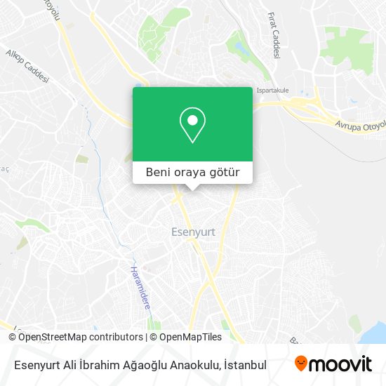 Esenyurt Ali İbrahim Ağaoğlu Anaokulu harita