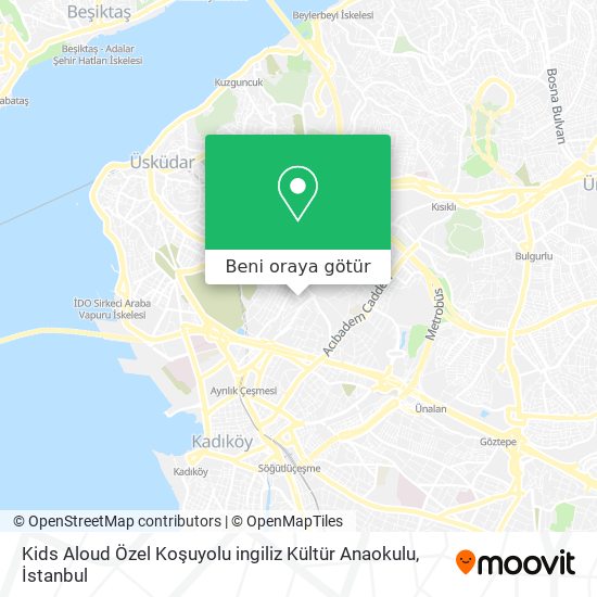 Kids Aloud Özel Koşuyolu ingiliz Kültür Anaokulu harita