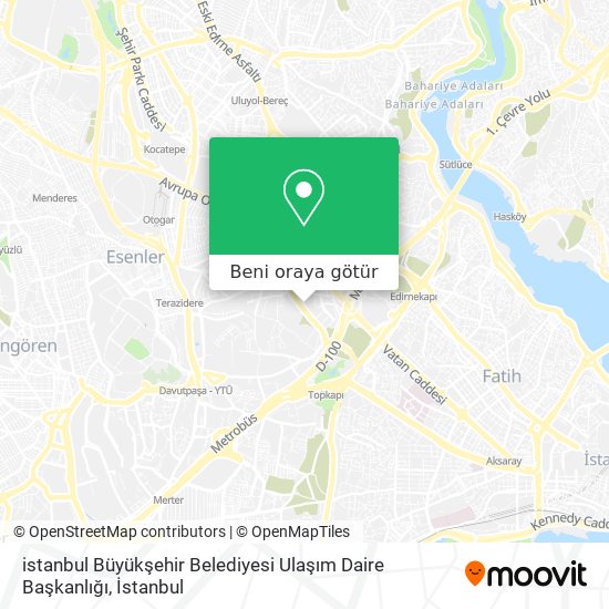 istanbul Büyükşehir Belediyesi Ulaşım Daire Başkanlığı harita