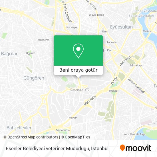 Esenler Belediyesi veteriner Müdürlüğü harita