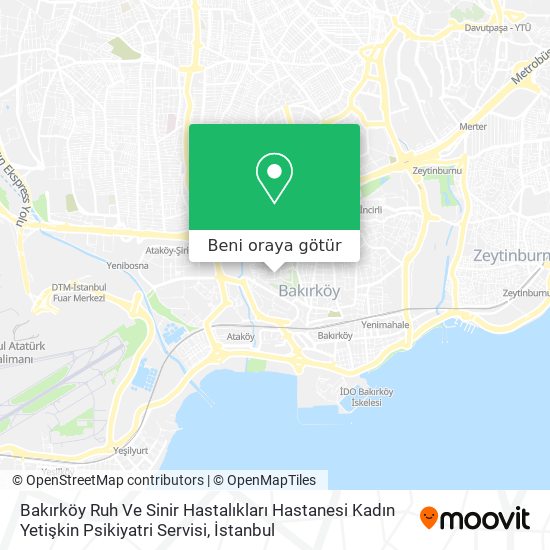 Bakırköy Ruh Ve Sinir Hastalıkları Hastanesi Kadın Yetişkin Psikiyatri Servisi harita