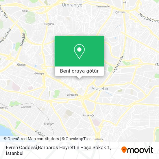 Evren Caddesi,Barbaros Hayrettin Paşa Sokak 1 harita