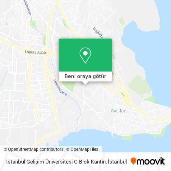 İstanbul Gelişim Üniversitesi G Blok Kantin harita