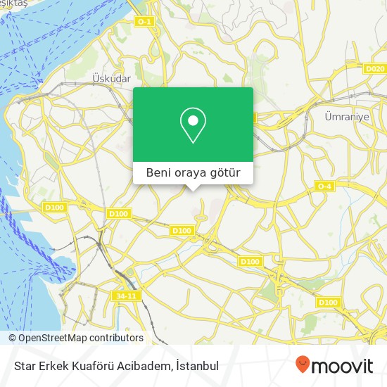 Star Erkek Kuaförü Acibadem harita