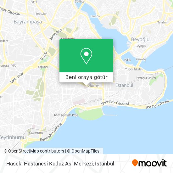 Haseki Hastanesi Kuduz Asi Merkezi harita