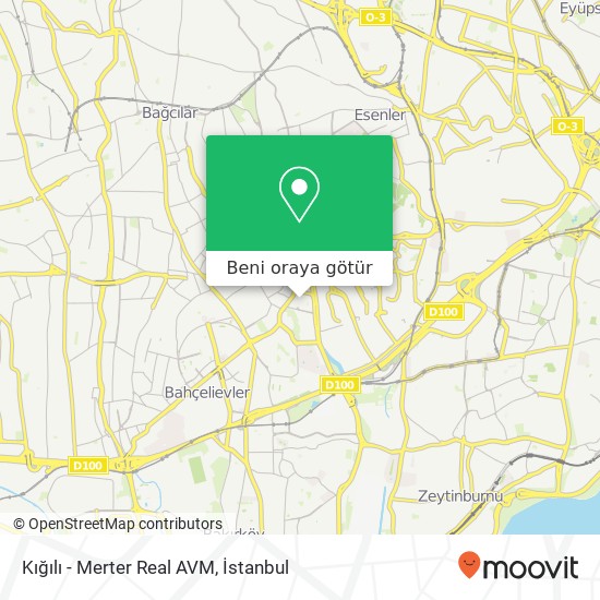 Kığılı - Merter Real AVM harita