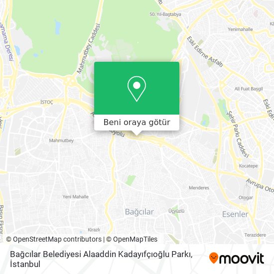 Bağcılar Belediyesi Alaaddin Kadayıfçıoğlu Parkı harita