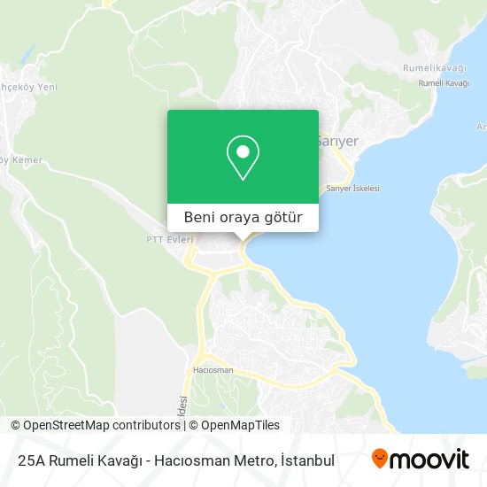 25A Rumeli Kavağı - Hacıosman Metro harita