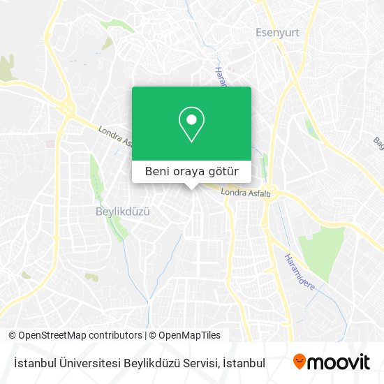 İstanbul Üniversitesi Beylikdüzü Servisi harita
