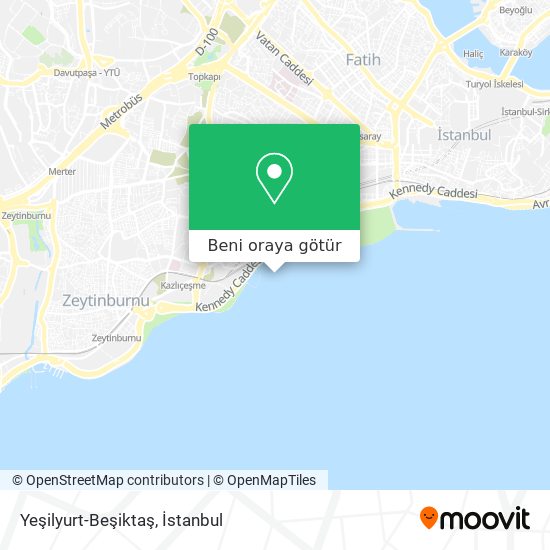 Yeşilyurt-Beşiktaş harita
