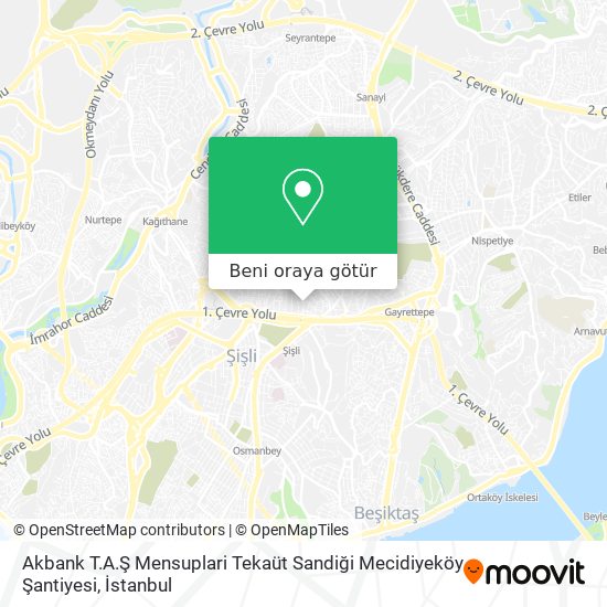 Akbank T.A.Ş Mensuplari Tekaüt Sandiği Mecidiyeköy Şantiyesi harita