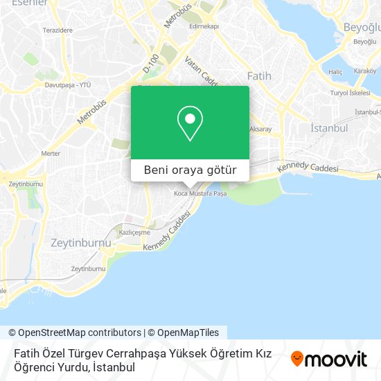 Fatih Özel Türgev Cerrahpaşa Yüksek Öğretim Kız Öğrenci Yurdu harita
