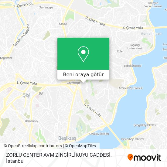ZORLU CENTER AVM,ZİNCİRLİKUYU CADDESİ harita