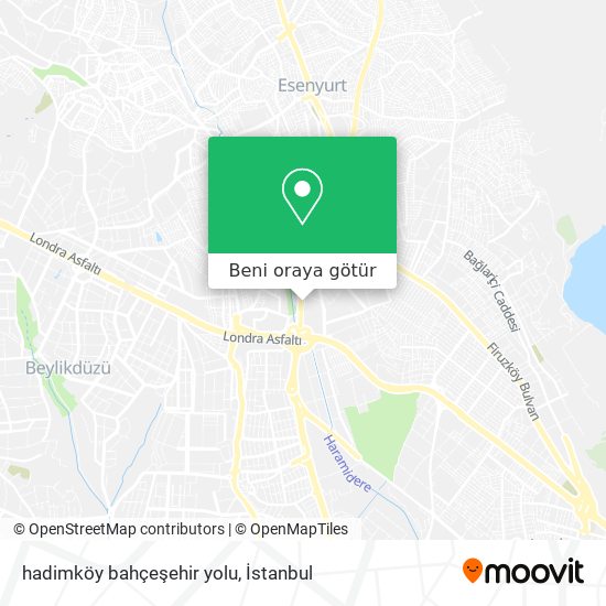 hadimköy bahçeşehir yolu harita