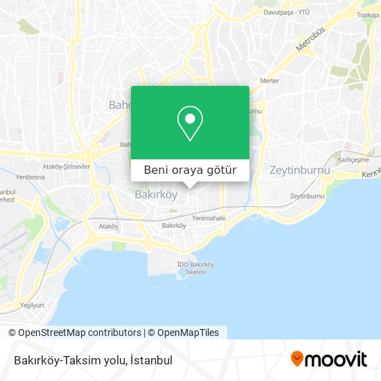 Bakırköy-Taksim yolu harita