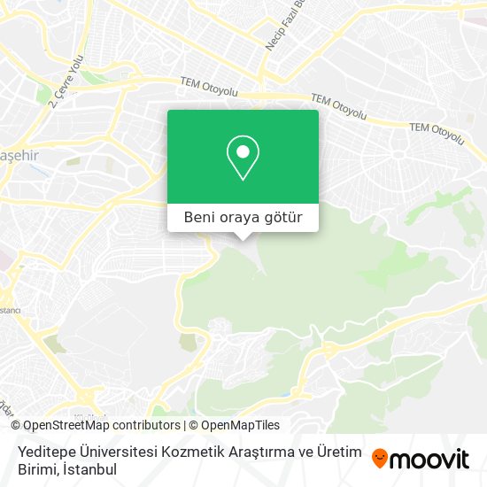 Yeditepe Üniversitesi Kozmetik Araştırma ve Üretim Birimi harita