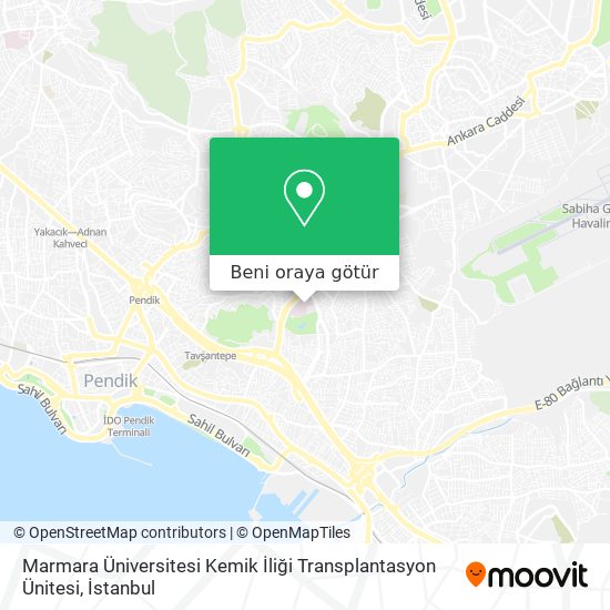 Marmara Üniversitesi Kemik İliği Transplantasyon Ünitesi harita