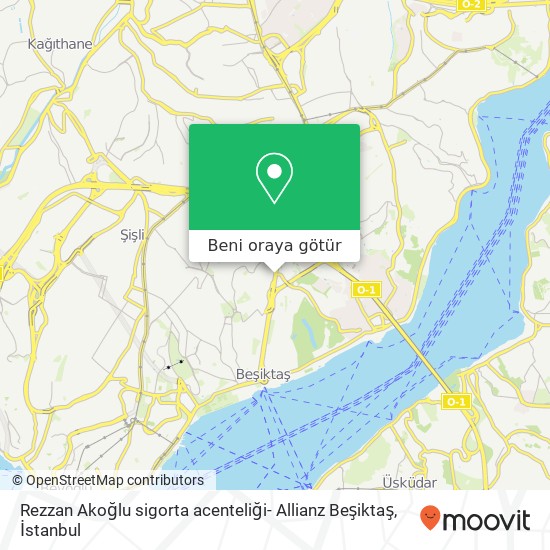 Rezzan Akoğlu sigorta acenteliği- Allianz Beşiktaş harita