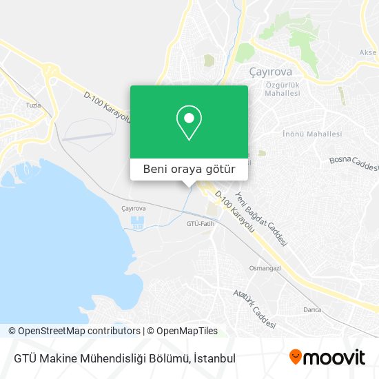 GTÜ Makine Mühendisliği Bölümü harita
