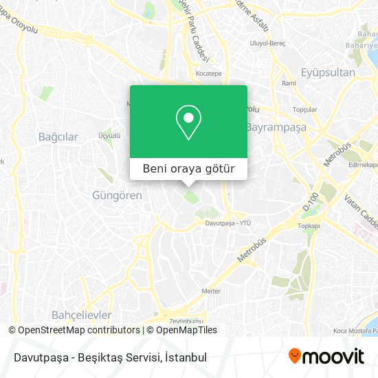 Davutpaşa - Beşiktaş Servisi harita