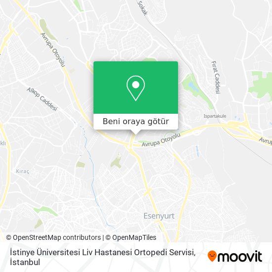 İstinye Üniversitesi Liv Hastanesi Ortopedi Servisi harita