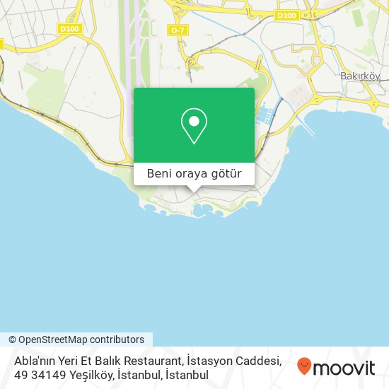 Abla'nın Yeri Et Balık Restaurant, İstasyon Caddesi, 49 34149 Yeşilköy, İstanbul harita