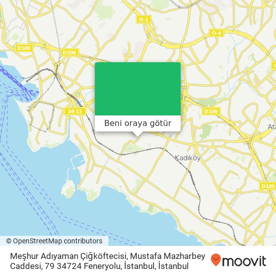 Meşhur Adıyaman Çiğköftecisi, Mustafa Mazharbey Caddesi, 79 34724 Feneryolu, İstanbul harita