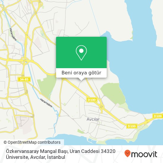 Özkervansaray Mangal Başı, Uran Caddesi 34320 Üniversite, Avcılar harita