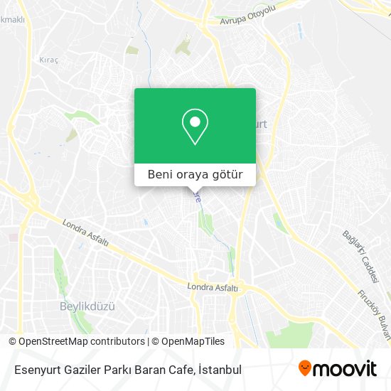 Esenyurt Gaziler Parkı Baran Cafe harita